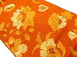 手織り紬花唐草模様織出し名古屋帯